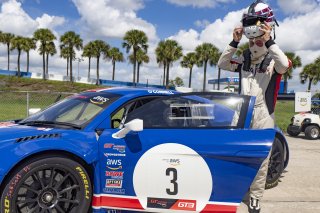 #3 Audi R8-LMS of Johnny O'Connell. SKI Autosports, GT America Powered by AWS, SRO3, SRO America, Sebring International Raceway, Sebring, FL, September 2023.
 | Brian Cleary/SRO