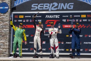 #120 Porsche 911 GT3-R (991.ii) of Adam Adelson, Wright Motorsports, GT America Powered by AWS, SRO3, #101 Mercedes-AMG GT3 of Memo Gidley, TKO Motorsports, #3 Audi R8-LMS of Johnny O'Connell. SKI Autosports, #27 Mercedes-AMG GT3 of Jason Daskalos, CRP Ra | Brian Cleary/SRO