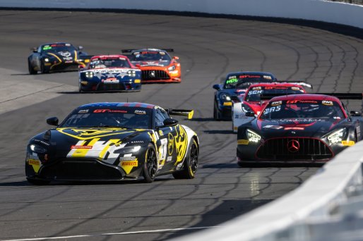 #2 Aston Martin Vantage AMR GT4 of Jason Bell, Flying Lizard Motorsports, GT America Powered by AWS, GT4, SRO America, Indianapolis Motor Speedway, Indianapolis, IN, October 2023.
 | Brian Cleary/SRO