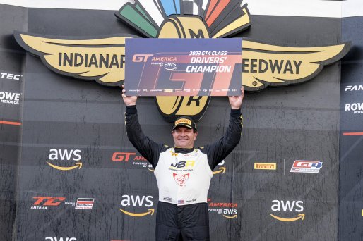 #2 Aston Martin Vantage AMR GT4 of Jason Bell, Flying Lizard Motorsports, GT America Powered by AWS, GT4, SRO America, Indianapolis Motor Speedway, Indianapolis, IN, October 2023.
 | Brian Cleary/SRO