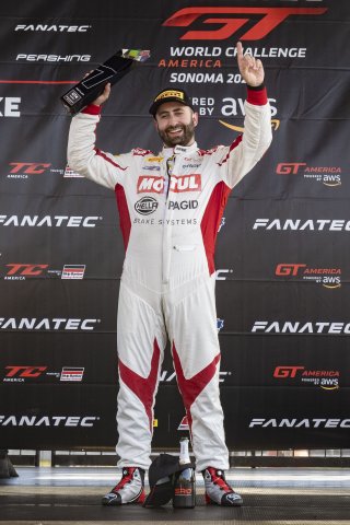 #098 Porsche 718 Cayman GT4 of Isaac Sherman, Rotek Racing, GT America, GT4, SRO America, Sonoma Raceway, Sonoma, CA, April 2024
 | Brian Cleary/SRO