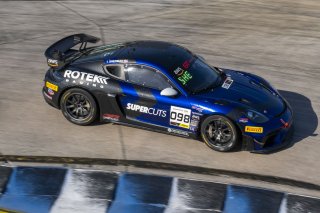 #098 Porsche 718 Cayman GT4 of Isaac Sherman, Rotek Racing, GT America, GT4, SRO America, Sebring International Raceway, Sebring, FL, May 2024.
 | Brian Cleary/SRO