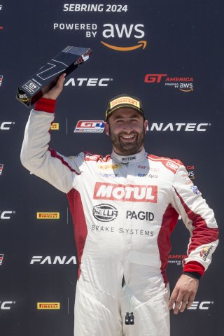 #098 Porsche 718 Cayman GT4 of Isaac Sherman, Rotek Racing, GT America, GT4, SRO America, Sebring International Raceway, Sebring, FL, May 2024.
 | Brian Cleary/SRO