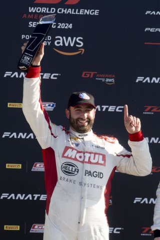 #098 Porsche 718 Cayman GT4 of Isaac Sherman, Rotek Racing, GT America, GT4, SRO America, Sebring International Raceway, Sebring, FL, May 2024.
 | Brian Cleary/SRO