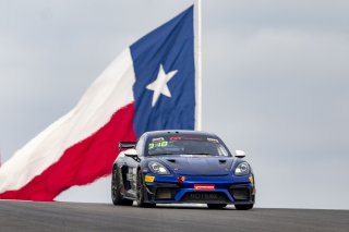 #098 Porsche 718 Cayman GT4 of Isaac Sherman, Rotek Racing, GT America, GT4, SRO America, Circuit of the Americas, Austin TX, May 2024.
 | Brian Cleary/SRO