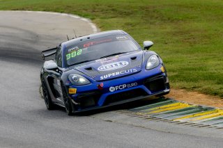#098 Porsche 718 Cayman GT4 of Isaac Sherman, Rotek Racing, GT America, GT4, SRO America, VIRginia International Raceway, Alton, VA, July 2024.
 | Brian Cleary/SRO
