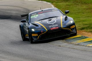 #25 Aston Martin Vantage AMR GT4 of Gray Newell, Heart of Racing Team, GT America, GT4, SRO America, VIRginia International Raceway, Alton, VA, July 2024.
 | Brian Cleary/SRO