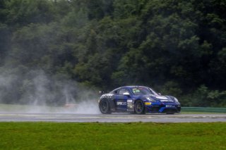 #098 Porsche 718 Cayman GT4 of Isaac Sherman, Rotek Racing, GT America, GT4, SRO America, VIRginia International Raceway, Alton, VA, July 2024.
 | Brian Cleary/SRO