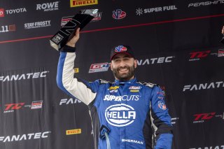 #098 Porsche 718 Cayman GT4 of Isaac Sherman, Rotek Racing, GT America, GT4, SRO America, VIRginia International Raceway, Alton, VA, July 2024.
 | Brian Cleary/SRO