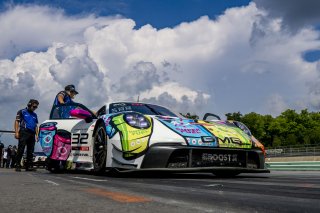 #32 Porsche 911 GT3-R (991.ii) of Kyle Washington, GMG Racing, GT America, SRO3, SRO America, Road America, Elkhart Lake, WI, August 2024.
 | Brian Cleary/SRO