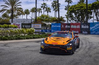 #8 Aston Martin Vantage AMR GT4 of Elias Sabo, Flying Lizard Motorsports, GT America Powered by AWS, GT4, Streets of Long Beach Presented by 5.11, Long Beach, CA, April 2024
 | Fabian Lagunas / SRO