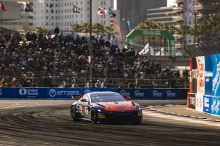 #8 Aston Martin Vantage AMR GT4 of Elias Sabo, Flying Lizard Motorsports, GT America Powered by AWS, GT4, Streets of Long Beach Presented by 5.11, Long Beach, CA, April 2024
 | Fabian Lagunas / SRO