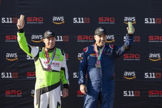 #27 Mercedes-AMG GT3 of Jason Daskalos, CRP Racing, #7 Porsche 718 Cayman GT4 Clubsport of Curt Swearingin, ACI Motorsports, GT America Powered by AWS, GT4, Streets of Long Beach Presented by 5.11, Long Beach, CA, April 2024
 | Fabian Lagunas / SRO