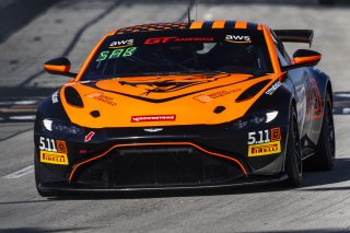 #8 Aston Martin Vantage AMR GT4 of Elias Sabo, Flying Lizard Motorsports, GT America Powered by AWS, GT4, Streets of Long Beach Presented by 5.11, Long Beach, CA, April 2024
 | Fabian Lagunas / SRO