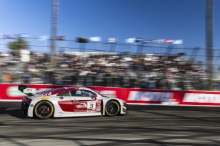 #3 Audi R8 LMS GT3 of Johnny O'Connell, SKI Autosports, GT America Powered by AWS, SRO3, Streets of Long Beach Presented by 5.11, Long Beach, CA, April 2024
 | Fabian Lagunas / SRO