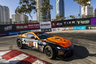 #8 Aston Martin Vantage AMR GT4 of Elias Sabo, Flying Lizard Motorsports, GT America Powered by AWS, GT4, Streets of Long Beach Presented by 5.11, Long Beach, CA, April 2024
 | Fabian Lagunas / SRO