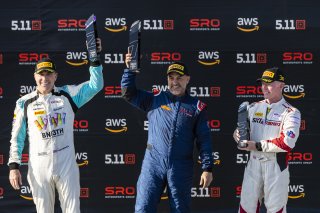 #27 Mercedes-AMG GT3 of Jason Daskalos, CRP Racing, #14 Audi R8 LMS GT3 of James Sofronas, GMG Racing, #3 Audi R8 LMS GT3 of Johnny O'Connell, SKI Autosports, GT America Powered by AWS, SRO3, Streets of Long Beach Presented by 5.11, Long Beach, CA, April  | Fabian Lagunas / SRO