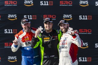 #127 Lamborghini Huracan Super Trofeo EVO2 of Aaron Farhadi, TPC Racing, #032 Porsche 911 GT3-R (991.ii) of Kyle Washington, GMG Racing, #098 Porsche 718 Cayman GT4 RS Clubsport of Isaac Sherman, Rotek Racing, GT America Powered by AWS, GT4, Streets of Lo | Fabian Lagunas / SRO