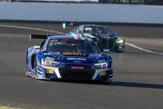 #14 Audi R8 LMS GT3 of James Sofronas, GMG Racing, GT America, SRO3, SRO America, Indianapolis Motor Speedway, Indianapolis, IN, October 2024.
 | Brian Cleary/SRO