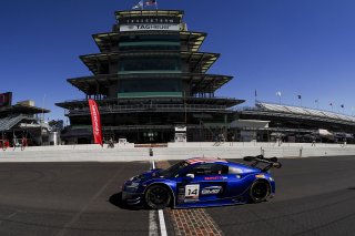 #14 Audi R8 LMS GT3 of James Sofronas, GMG Racing, GT America, SRO3, SRO America, Indianapolis Motor Speedway, Indianapolis, IN, October 2024.
 | Brian Cleary/SRO