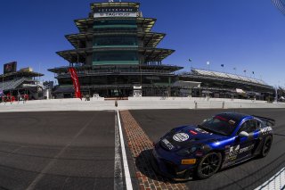 #098 Porsche 718 Cayman GT4 of Isaac Sherman, Rotek Racing, GT America, GT4, SRO America, Indianapolis Motor Speedway, Indianapolis, IN, October 2024.
 | Brian Cleary/SRO