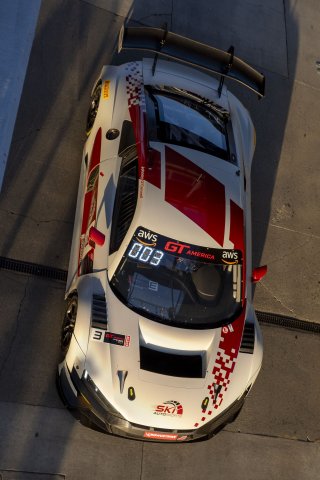 #3  Audi R8 LMS GT3 of Johnny O'Connell, SKI Autosports, GT America, SRO3, SRO America, Indianapolis Motor Speedway, Indianapolis, IN, October 2024.
 | Brian Cleary/SRO