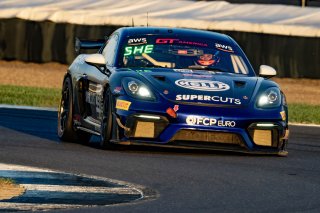 #098 Porsche 718 Cayman GT4 of Isaac Sherman, Rotek Racing, GT America, GT4, SRO America, Indianapolis Motor Speedway, Indianapolis, IN, October 2024.
 | Brian Cleary/SRO