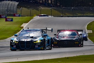 #29 BMW M4 GT3 of Justin Rothberg, Turner Motorsport, GT America, SRO3, #27 Mercedes-AMG GT3 of Jason Daskalos, CRP/Daskalos Motorsports, SRO America, Barber Motorsports Park, Birmingham, AL, September 2024
 | Brian Cleary/SRO