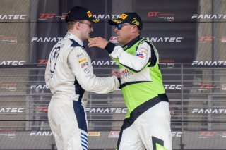 #7 Porsche 718 Cayman GT4 RS Clubsport of Curt Swearingin, ACI Motorsports, GT America, GT4, #25 Aston Martin Vantage AMR GT4 of Gray Newell, Heart of Racing Team, SRO America, Barber Motorsports Park, Birmingham, AL, September 2024
 | Brian Cleary/SRO