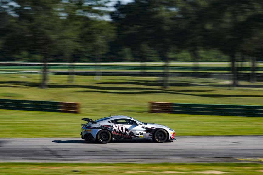 #89 Aston Martin Vantage AMR GT4 of Michael Fitzpatrick, 89x Motorsports, GT America, GT4, SRO America, VIRginia International Raceway, alton, VA, July 2025.
