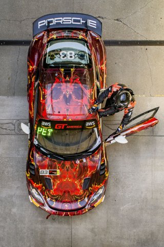 #83  Porsche 718 Cayman GT4 RS Clubsport of Joseph Petkes, RCX Motorsport, GT America, GT4, SRO America, Indianapolis Motor Speedway, Sonoma, CA, March 2025.
 | Brian Cleary/SRO