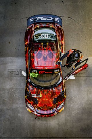 #83  Porsche 718 Cayman GT4 RS Clubsport of Joseph Petkes, RCX Motorsport, GT America, GT4, SRO America, Indianapolis Motor Speedway, Sonoma, CA, March 2025.
 | Brian Cleary/SRO