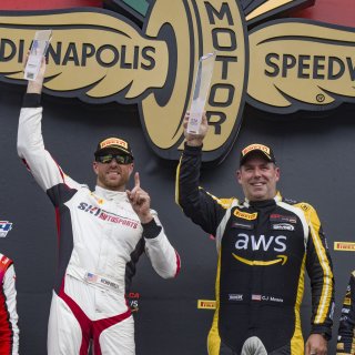 #56 Audi R8 LMS GT3 EVOII of Memo Gidley, SKI Autosports, GT America, SRO3, #58 Audi R8 LMS GT2 of CJ Moses, GMG Racing, SRO 2, SRO America, Indianapolis Motor Speedway, Sonoma, CA, March 2025.
 | Brian Cleary/SRO
