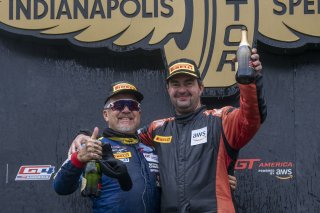 #610 BMW M4 GT4 (G82) of Craig Lumsden, Flying Lizard Motorsports, GT America, GT4, #83  Porsche 718 Cayman GT4 RS Clubsport of Joseph Petkes, RCX Motorsport, SRO America, Indianapolis Motor Speedway, Sonoma, CA, March 2025.
 | Brian Cleary/SRO