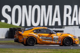 #69 Toyota Gazoo Racing GR Supra GT4 EVO2 of Anthony McIntosh, JTR Motorsports Enginring, GT America, GT4, SRO America, Sonoma Raceway, Sonoma, CA, March 2025.
 | Brian Cleary/SRO
