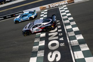 #39 Aston Martin Vantage AMR GT4 of Max Hewitt, van den Steur Racing, GT America, GT4, #50 Chevrolet Corvette Z06 GT3.R  of Ross Chouest, Chouest Povoledo Racing, SRO3, SRO America, Sonoma Raceway, Sonoma, CA, March 2025.
 | Brian Cleary/SRO