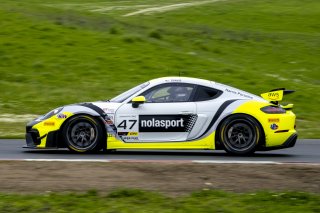 #47 Porsche 718 Cayman GT4 RS Clubsport of Matt Travis, NOLASPORT, GT America, GT4, SRO America, Sonoma Raceway, Sonoma, CA, March 2025.
 | Brian Cleary/SRO