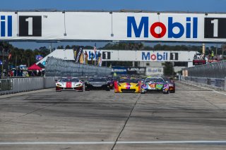 Start Race 2, #32 Porsche 911 GT3-R (992) EVO of Kyle Washington, GMG Racing, GT America, SRO3, SRO America, Sebring International Raceway, Sebring, FL, May 7 - 10, 2026, #70 Callaway Corvette C7 GT3-R of Mirco Schultis, MISHUMOTORS
 | Andrew Miterko Photography LLC &copy;2026
