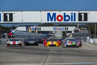 Start Race 2, #32 Porsche 911 GT3-R (992) EVO of Kyle Washington, GMG Racing, GT America, SRO3, SRO America, Sebring International Raceway, Sebring, FL, May 7 - 10, 2026, #70 Callaway Corvette C7 GT3-R of Mirco Schultis, MISHUMOTORS
 | Andrew Miterko Photography LLC &copy;2026